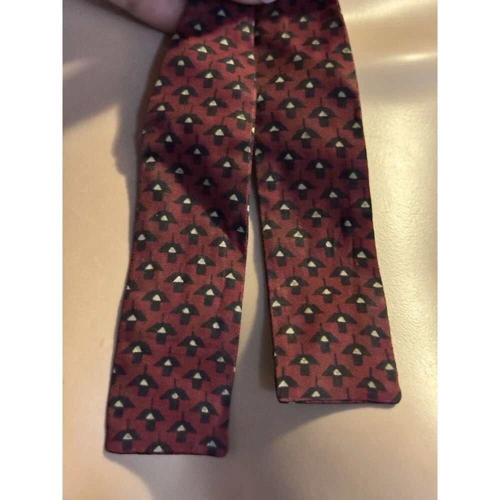 Vintage 1960s Brooks Brothers Makers Silk Bow Tie Red Geometric Printed England